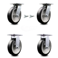 Service Caster 8 Inch Rubber on Aluminum Caster Set with Ball Bearing 2 Swivel Lock and 2 Rigid SCC-35S820-RAB-BSL-2-R-2